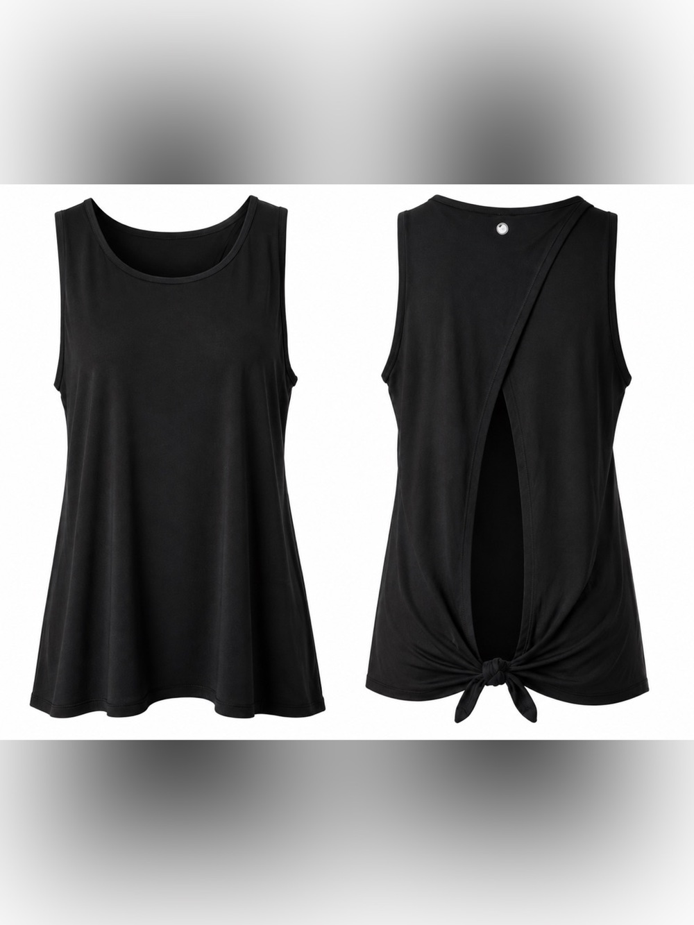 NWT Yogalicious Black Open Back Tie Tank Top M